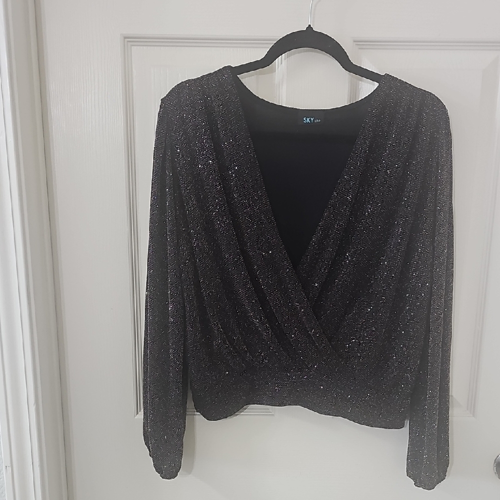 Elegant Black Sparkle Blouse by SK